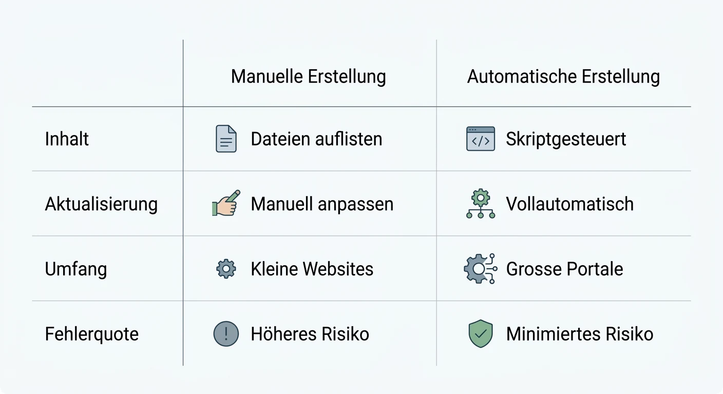 Infografik: XML-Sitemap manuell oder automatisiert erstellen